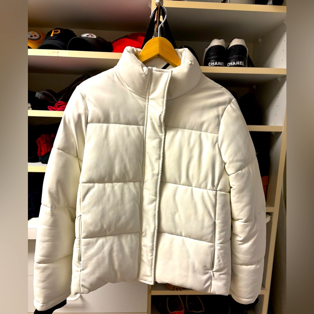 Marc New York Leatherized White Puffer Jacket